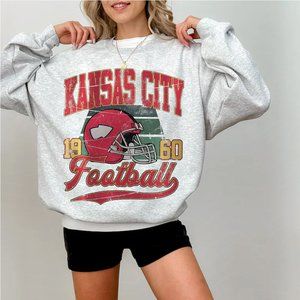 Vintage Kansas City Chiefs Football Sweatshirt, Kansas City Crewneck Sweatshirt